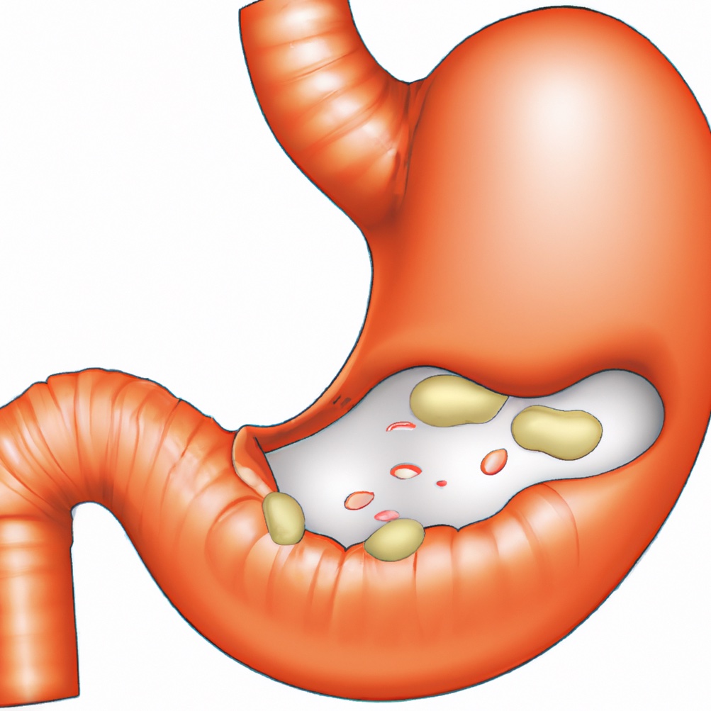Illustration of stomach with gas inside it